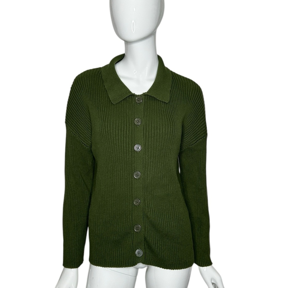 Women's Green Cardigan Sweater Small Lillusory Classic Preppy Button Down